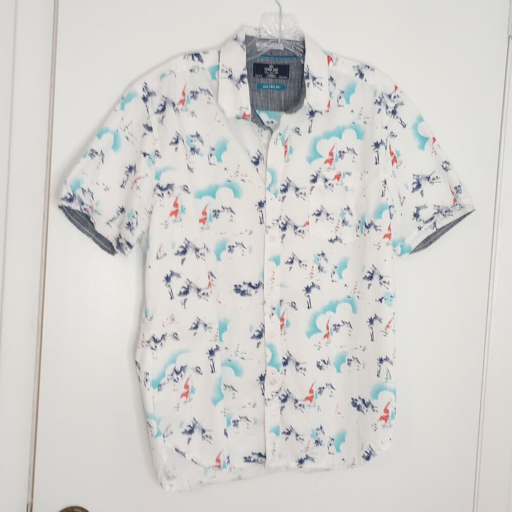 MBX Premium Goods Men's Button Front Hawaiian Beachy Summer Shirt